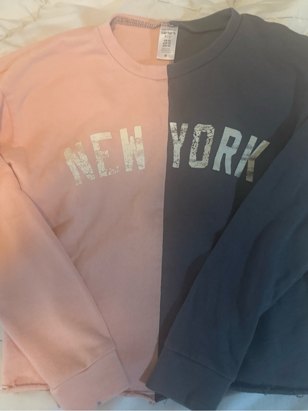 Carter's Pink & Charcoal'New York' Colorblock Crewneck Sweatshirt